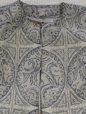Chico’s sophisticate Crey metallic lurex  open front jacket /blazer sz 2 lined